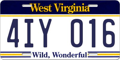WV license plate 4IY016