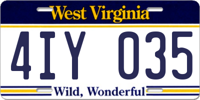 WV license plate 4IY035