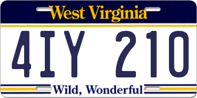WV license plate 4IY210