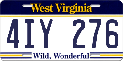 WV license plate 4IY276
