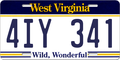 WV license plate 4IY341