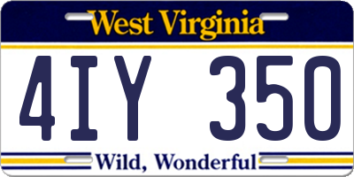 WV license plate 4IY350
