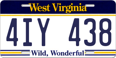 WV license plate 4IY438