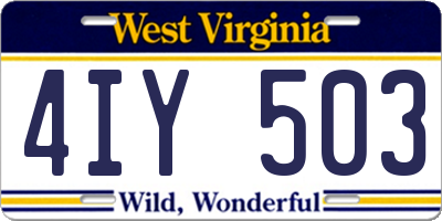 WV license plate 4IY503