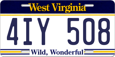 WV license plate 4IY508