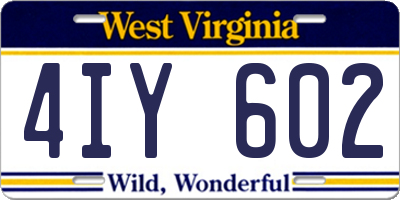WV license plate 4IY602