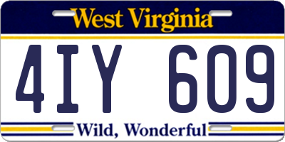 WV license plate 4IY609