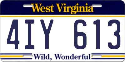 WV license plate 4IY613