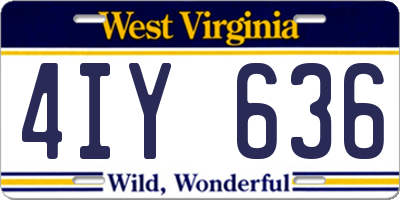 WV license plate 4IY636