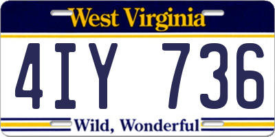 WV license plate 4IY736