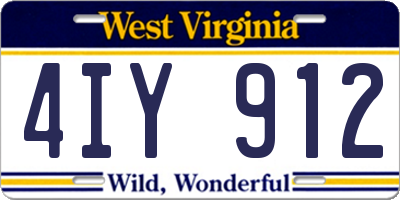 WV license plate 4IY912