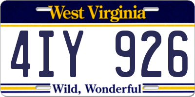 WV license plate 4IY926