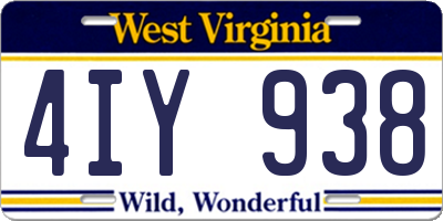 WV license plate 4IY938