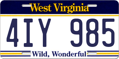 WV license plate 4IY985