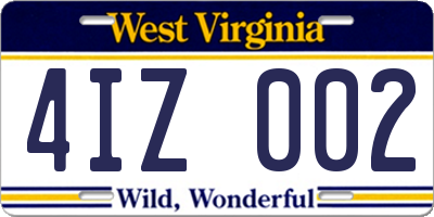 WV license plate 4IZ002