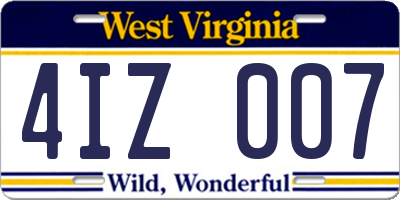 WV license plate 4IZ007