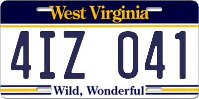 WV license plate 4IZ041