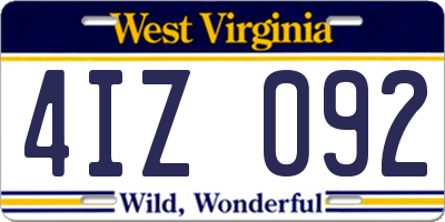 WV license plate 4IZ092