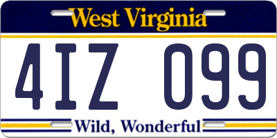 WV license plate 4IZ099