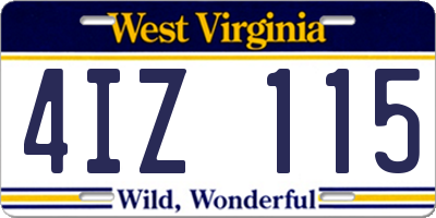 WV license plate 4IZ115