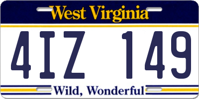 WV license plate 4IZ149