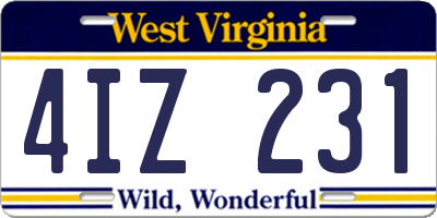 WV license plate 4IZ231