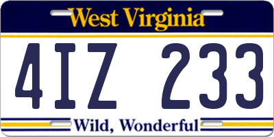WV license plate 4IZ233