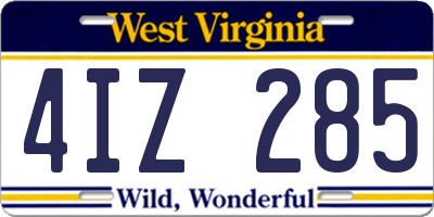 WV license plate 4IZ285