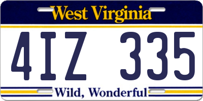 WV license plate 4IZ335