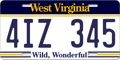 WV license plate 4IZ345
