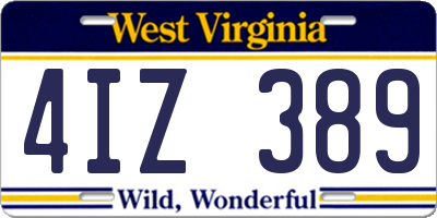 WV license plate 4IZ389