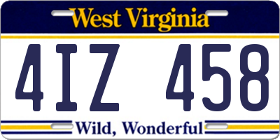 WV license plate 4IZ458
