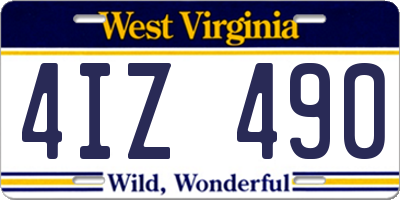 WV license plate 4IZ490