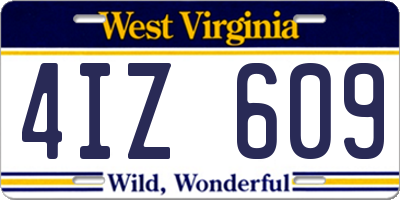 WV license plate 4IZ609