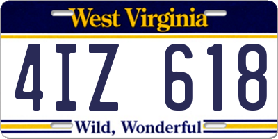 WV license plate 4IZ618