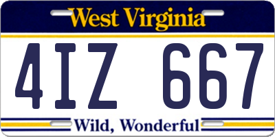 WV license plate 4IZ667