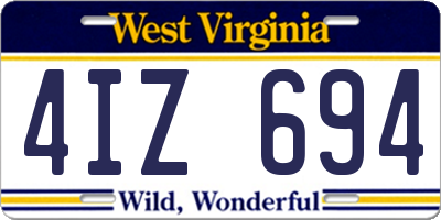WV license plate 4IZ694