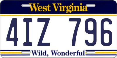 WV license plate 4IZ796