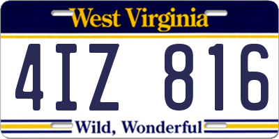 WV license plate 4IZ816