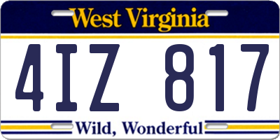 WV license plate 4IZ817