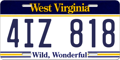 WV license plate 4IZ818