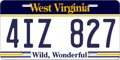 WV license plate 4IZ827