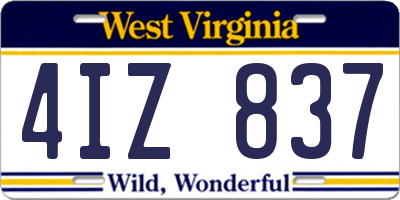 WV license plate 4IZ837