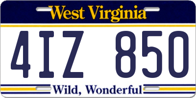 WV license plate 4IZ850