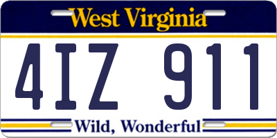 WV license plate 4IZ911