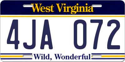 WV license plate 4JA072