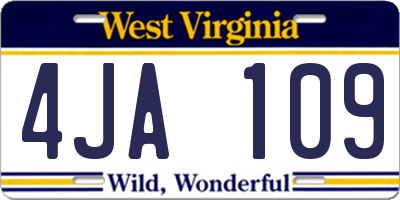 WV license plate 4JA109