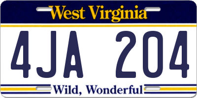 WV license plate 4JA204