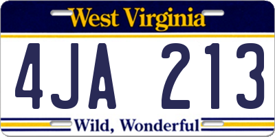 WV license plate 4JA213