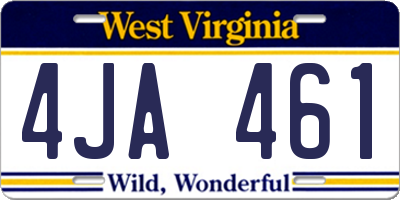 WV license plate 4JA461